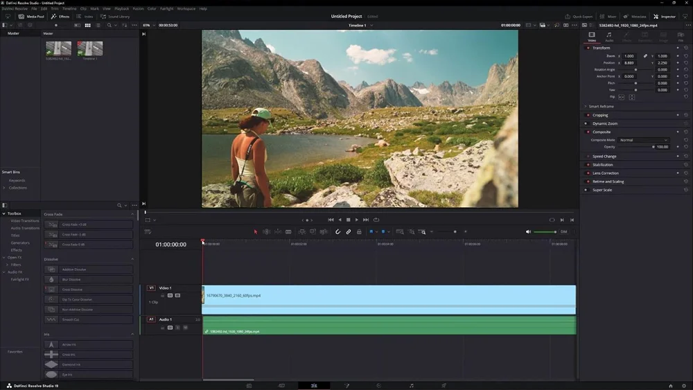 Интерфейс DaVinci Resolve