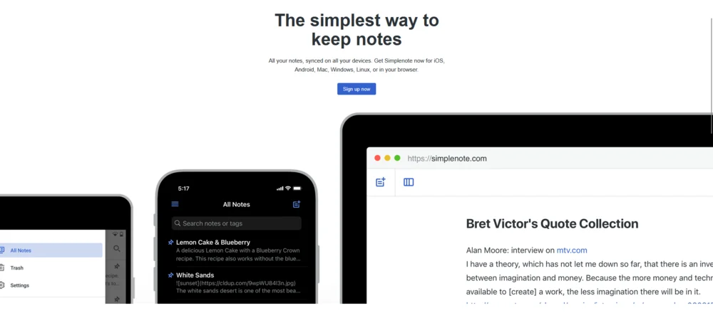 Интерфейс Simple Note