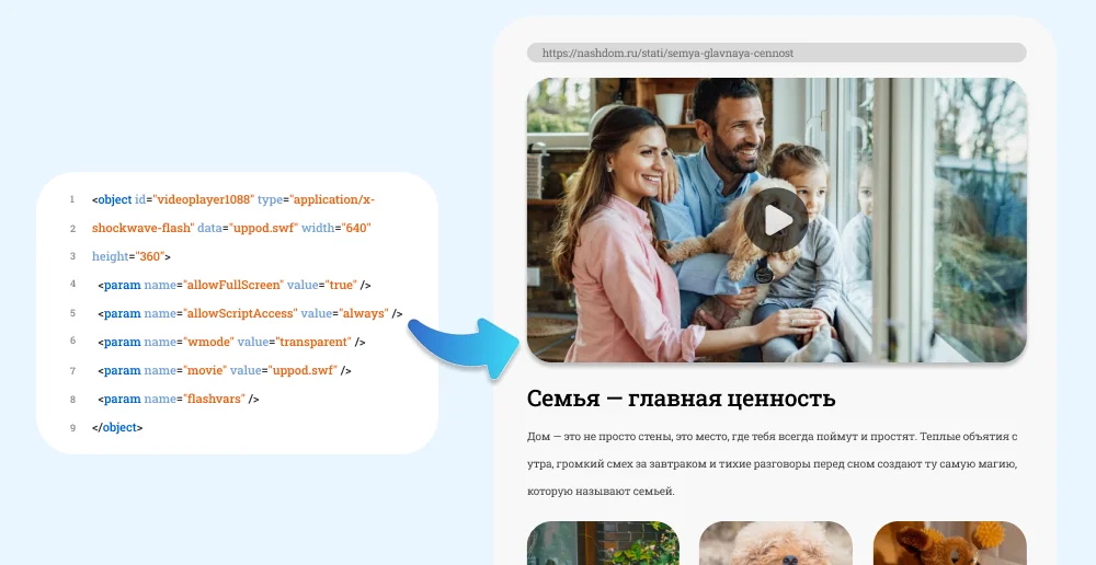 Генерация HTML-кода для вставки на сайт