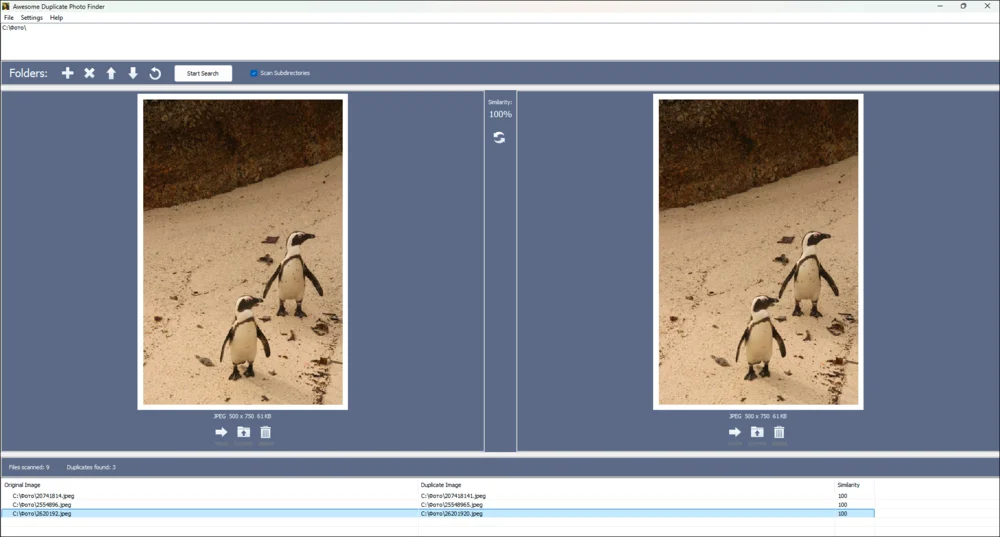 Интерфейс Awesome Duplicate Photo Finder