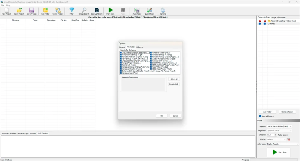 Интерфейс Visual Similarity Duplicate Image Finder