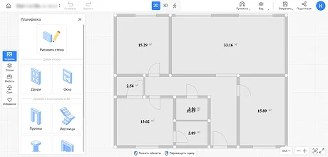 Планировка интерьера в 2D и 3D режимах